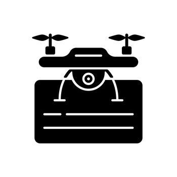 Drone license black glyph icon