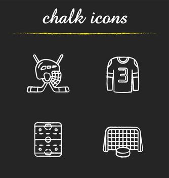 Hockey chalk icons set