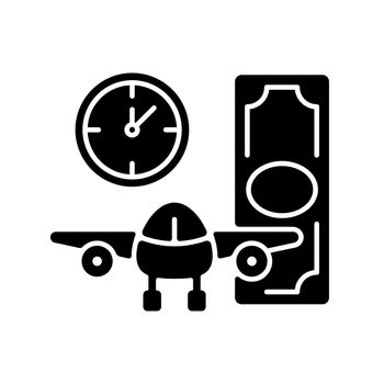 Aircraft rental black glyph icon