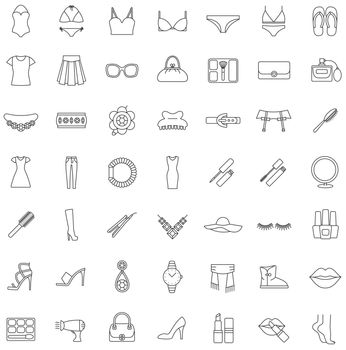 Women accessories linear icons set