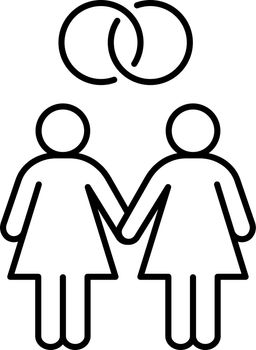Lesbian marriage linear icon