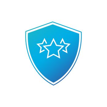 Security shield with three stars, quality rank concept. Stock vector illustration isolated on white background.