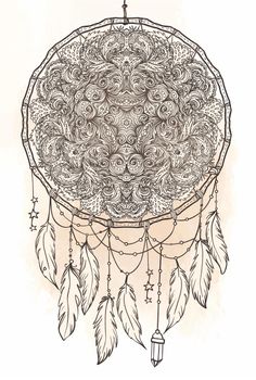 Hand drawn Native American Indian talisman dreamcatcher with feathers and moon. Vector hipster illustration isolated on white.