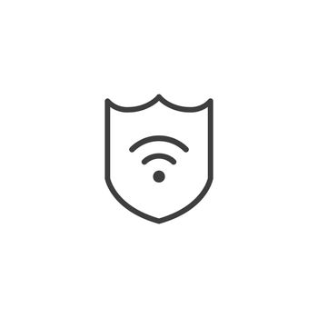Protection wifi. Private network. Shield with wi-fi symbol. VPN - virtual private network icon. Vector shield icon. Security vector icon. Protection icon. Protection activated. Active safety. Firewall