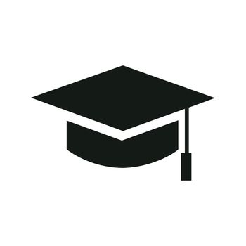 Academic cap or mortarboard icon. Graduate cap with tassel. Vector Illustration