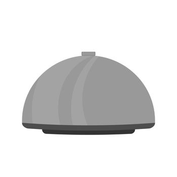 Metal dish with a lid. Dishes for cafes and restaurants. Icon in a flat style. Isolated. Vector.