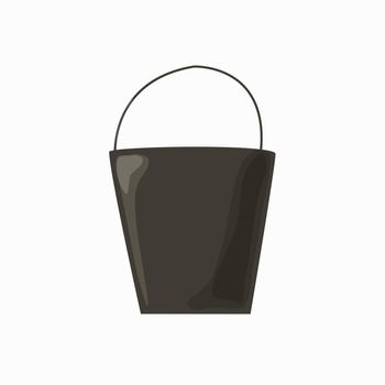 Large metal bucket on a white background