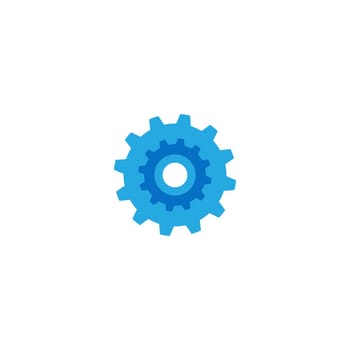 Blue Gear or cog icon. Stock vector illustration isolated on white background.
