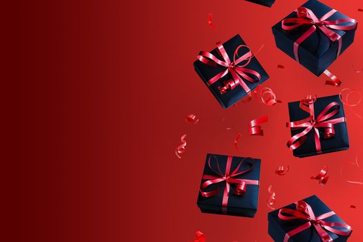 Falling gift box, Valentine's day celebrate red