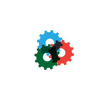 colored gear wheels for team work symbolism. Stock vector illustration isolated on white background.