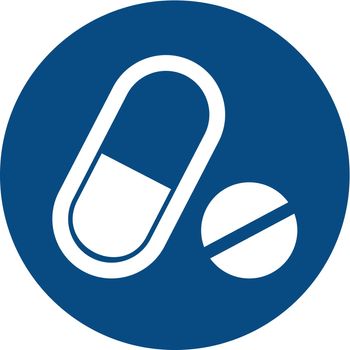 Medical pill flat icon. Medication vector sign