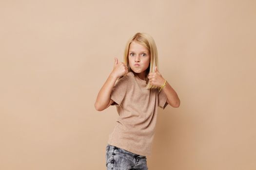 happy child with blond hair isolated background