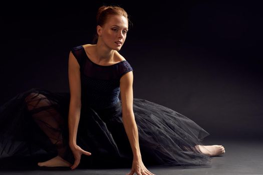 women ballerina dance performed classical style dark background