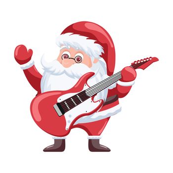 rocker santa claus with glasses on white background
