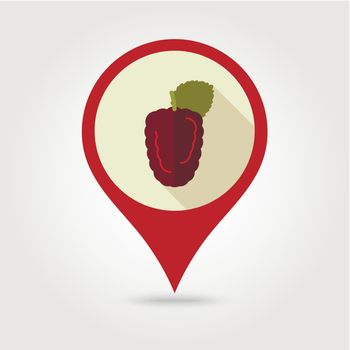 Blackberry bramble flat pin map icon. Berry fruit