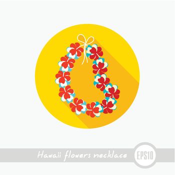 Hawaii flowers necklace, wreath icon. Vacation