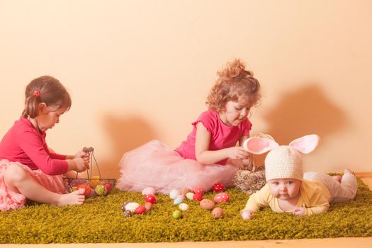 Girls on an Easter Egg hunt