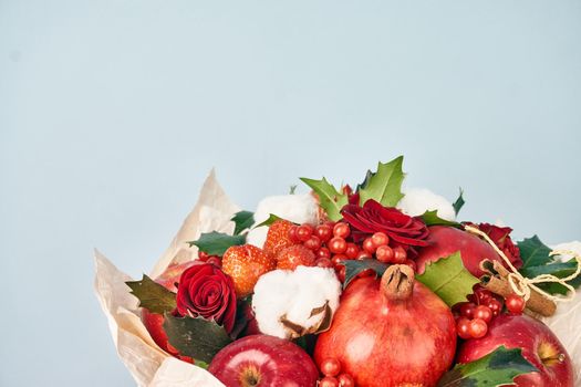 bouquet with fruits vitamins decoration gift romance. High quality photo