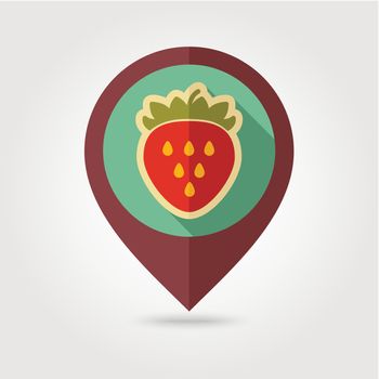 Strawberry flat pin map icon. Berry fruit