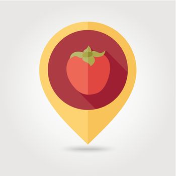 Persimmon flat pin map icon. Tropical fruit