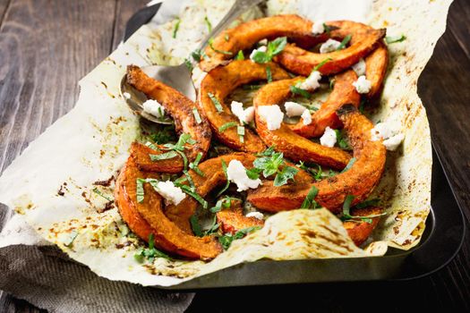 Roasted pumpkin with addition aromatic herbs
