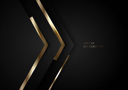 Abstract modern template design 3D black and gold arrow with lighting on dark background luxury style