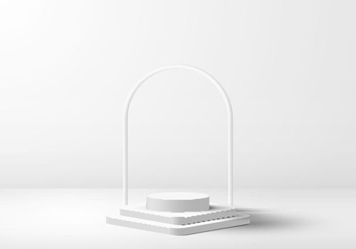 3D realistic product display white podium on clean background minimal style