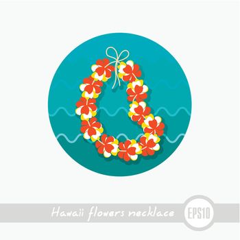 Hawaii flowers necklace, wreath icon. Vacation