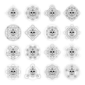 Ornamental Skulls with Geometric Symbol