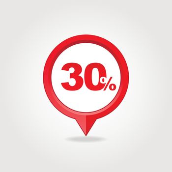 30 thirty Percent Sale pin map icon. Map point. 