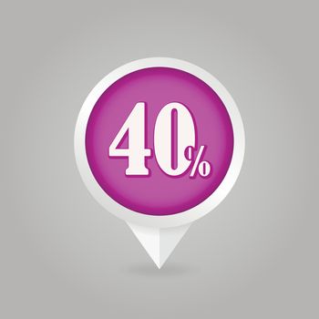 40 forty Percent Sale pin map icon. Map point. 