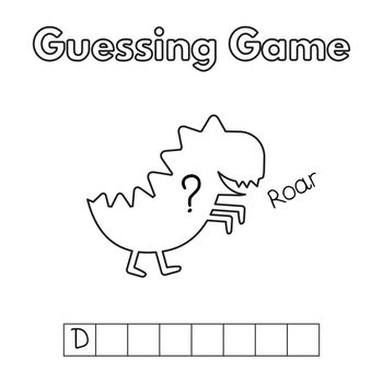Cartoon dinosaur guessing game. Vector illustration for children education