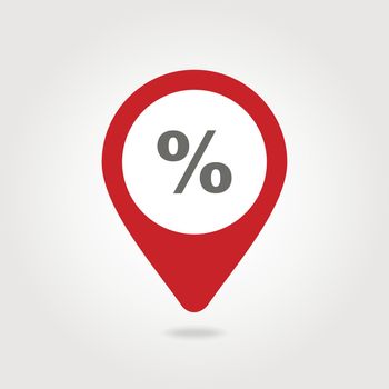 Percent Sale pin map icon. Map pointer, markers. 