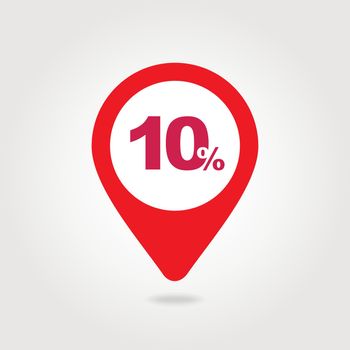 10 ten Percent Sale pin map icon. Map point.