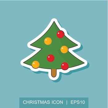 Christmas tree icon. Christmas card template