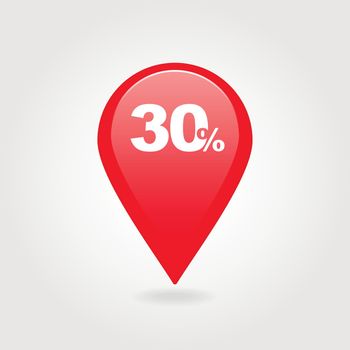 30 thirty Percent Sale pin map icon. Map point. 