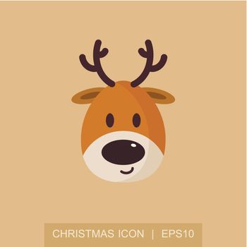 Santa reindeer face icon. Christmas card template