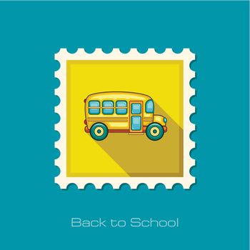 School Bus flat stamp, vector illustration eps 10