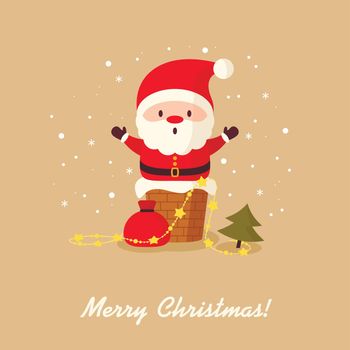 Santa Claus stuck in chimney greeting card