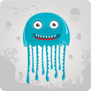 Illustration of cute cartoon jellyfish