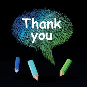 Colored pencils text Thank you