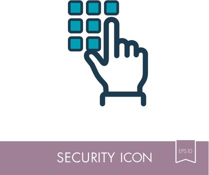Hand finger entering pin code solid icon