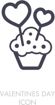 Cupcake with two hearts icon