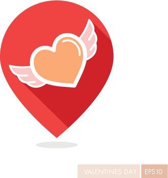 Heart with wings pin map icon