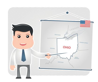 Man with a pointer points to a map of OHIO