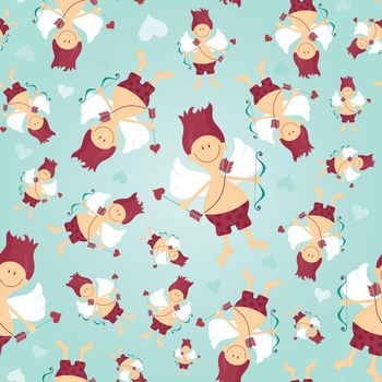 Seamless pattern with Cupid