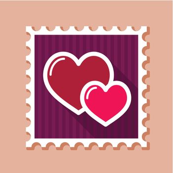 Two heart linear vector stamp. Valentine day symbol. Vector illustration, romance elements. Sticker, patch, badge, card for marriage, wedding