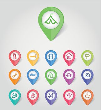 The modern mapping pins icons travel set eps 10