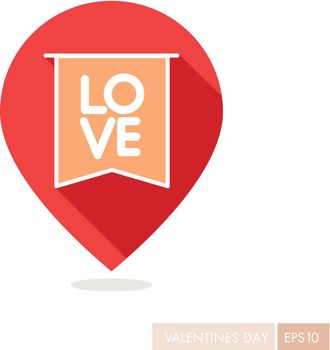 Flag with inscription Love pin map icon