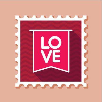 Flag with inscription Love stamp